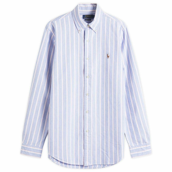 Photo: Polo Ralph Lauren Men's Custom Fit Stripe Shirt in 259A Blue/Pink