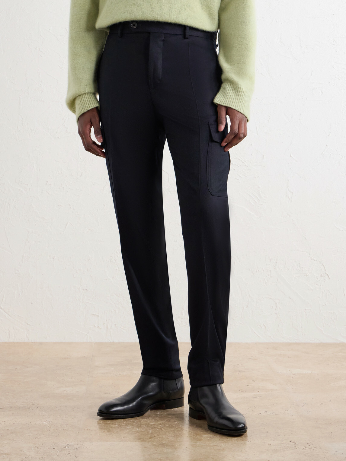 Slowear - Incotex Tapered Wool-Blend Flannel Cargo Trousers - Blue