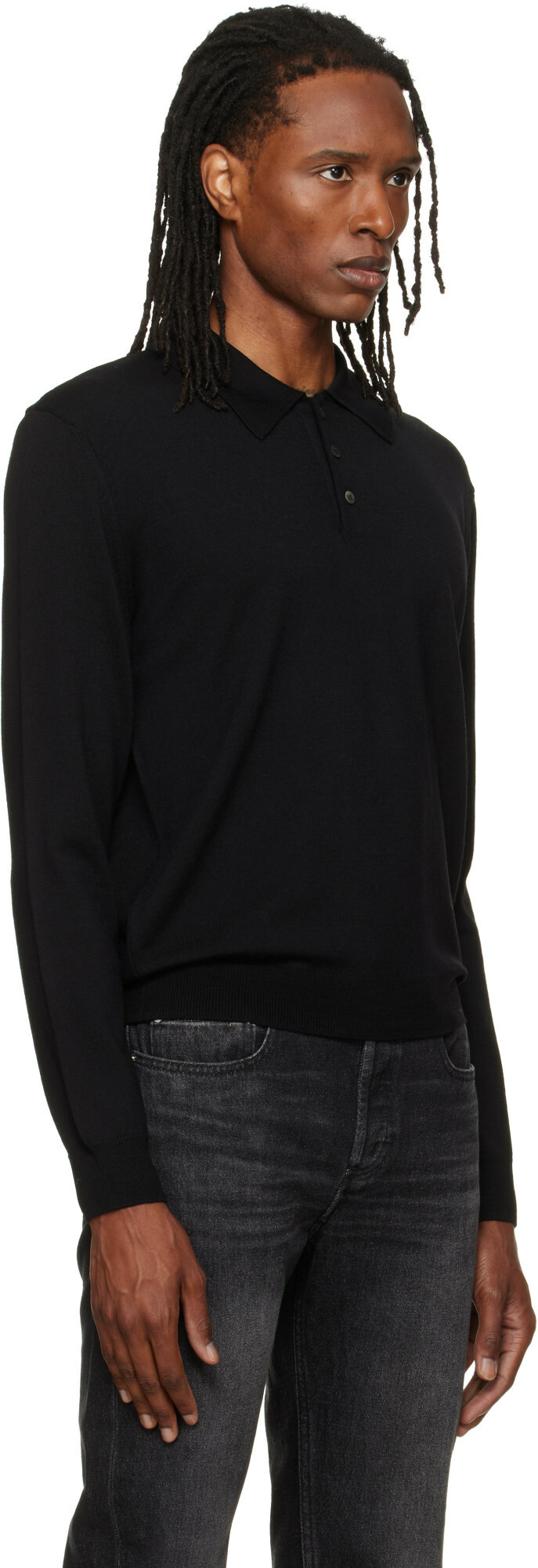 A.P.C. Black Wool Polo