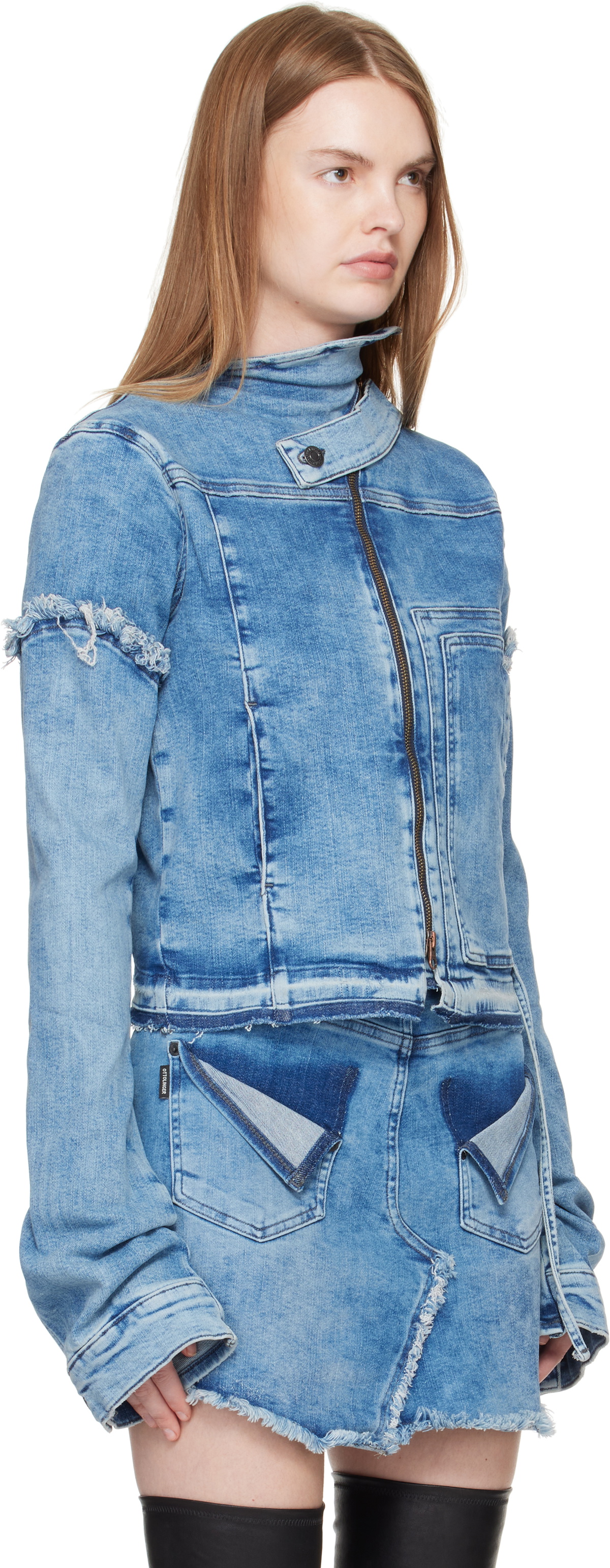 Ottolinger Blue Drape Collar Denim Jacket