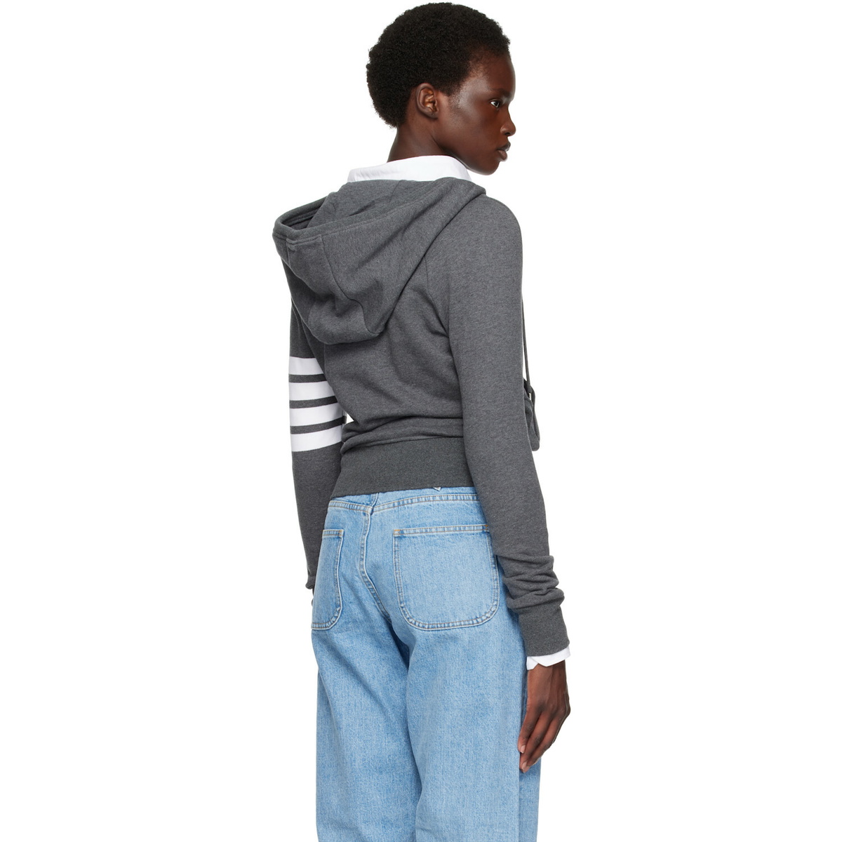 Thom Browne Gray Classic Loopback 4-Bar Zip Hoodie