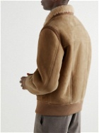 Tod's - Shearling-Lined Suede Bomber Jacket - Brown