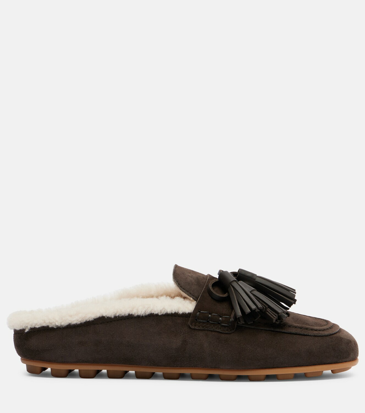Hogan H693 shearling-lined suede slippers