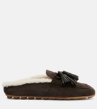 Hogan H693 shearling-lined suede slippers