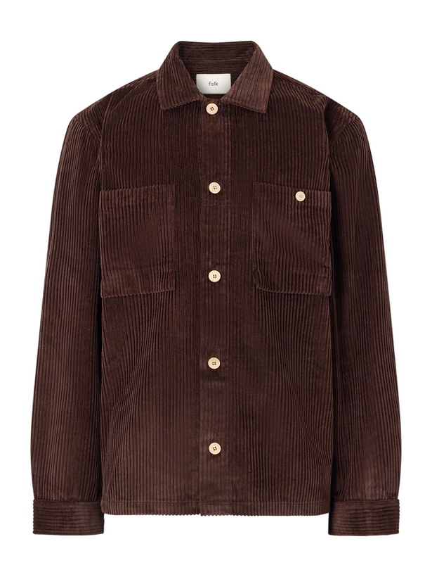 Photo: Folk - Patch Cotton-Corduroy Overshirt - Brown