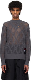 NULLUS Gray Deconstructed Logenze Knitted Sweater