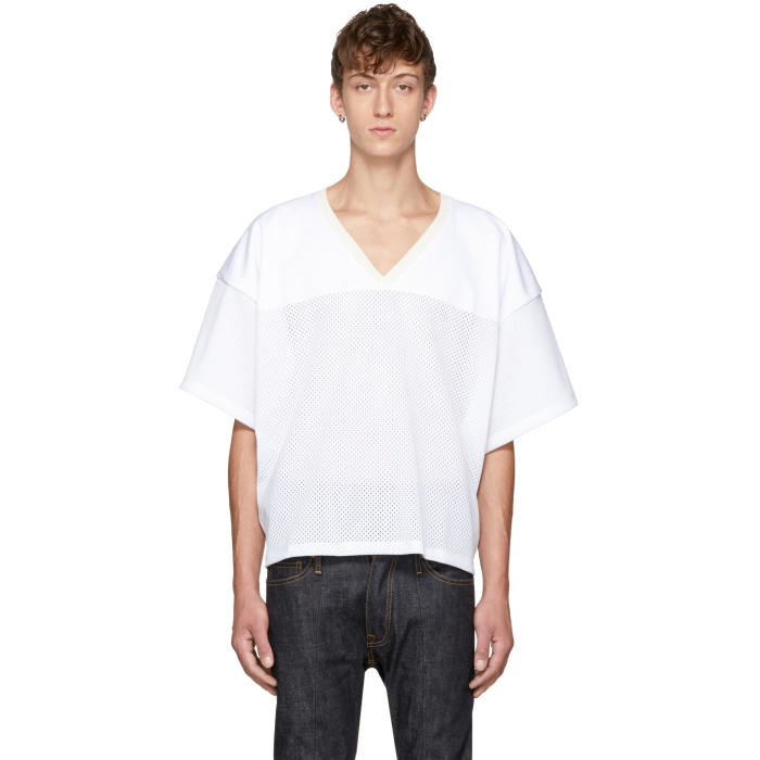 Photo: Fear of God White Manuel Football Jersey T-Shirt