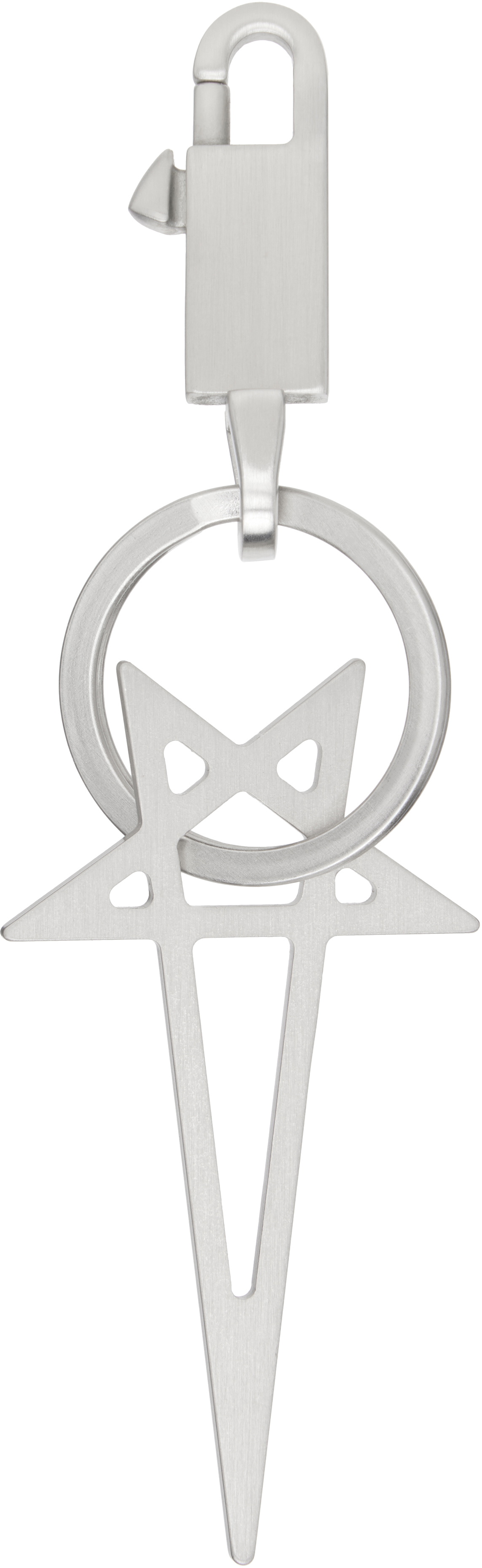 Rick Owens Silver Hollywood Pentagram Keychain