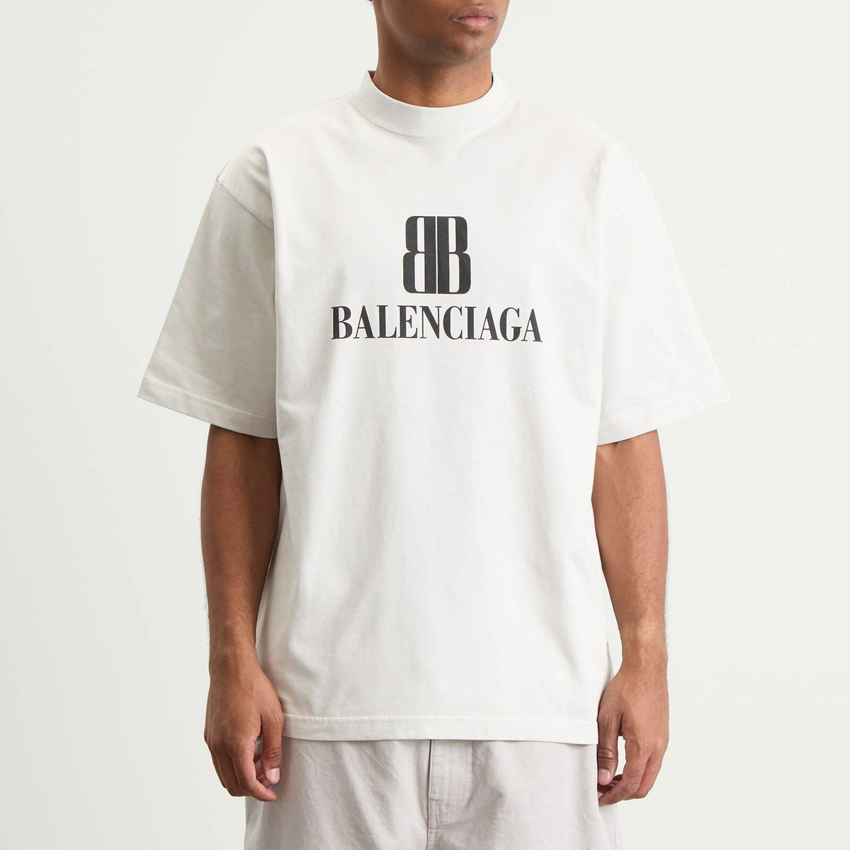 Balenciaga Men's Nano BB Logo Dry Jersey Medium Fit T-Shirt in