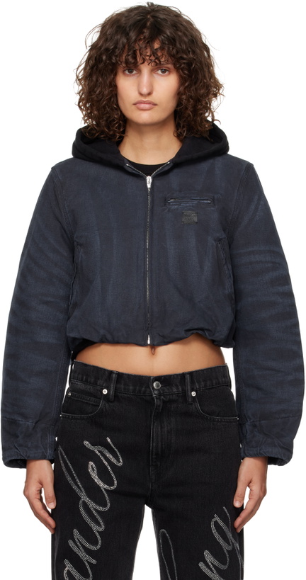 Photo: alexanderwang.t Navy Padded Zip-Up Hooded Jacket