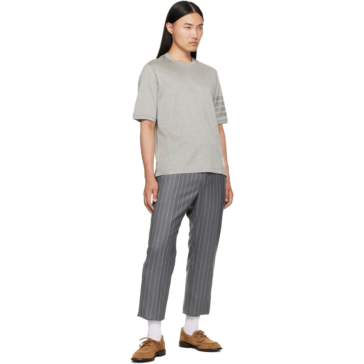 Thom Browne Gray Jersey Ottoman 4-Bar T-Shirt