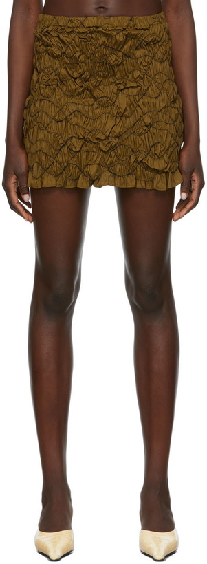 Photo: Gauntlett Cheng SSENSE Exclusive Khaki Elastic Miniskirt