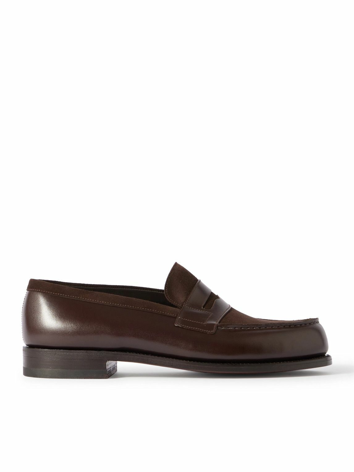 J.M. Weston - 180 Leather and Suede Penny Loafers - Brown