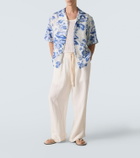 Commas Floral linen bowling shirt
