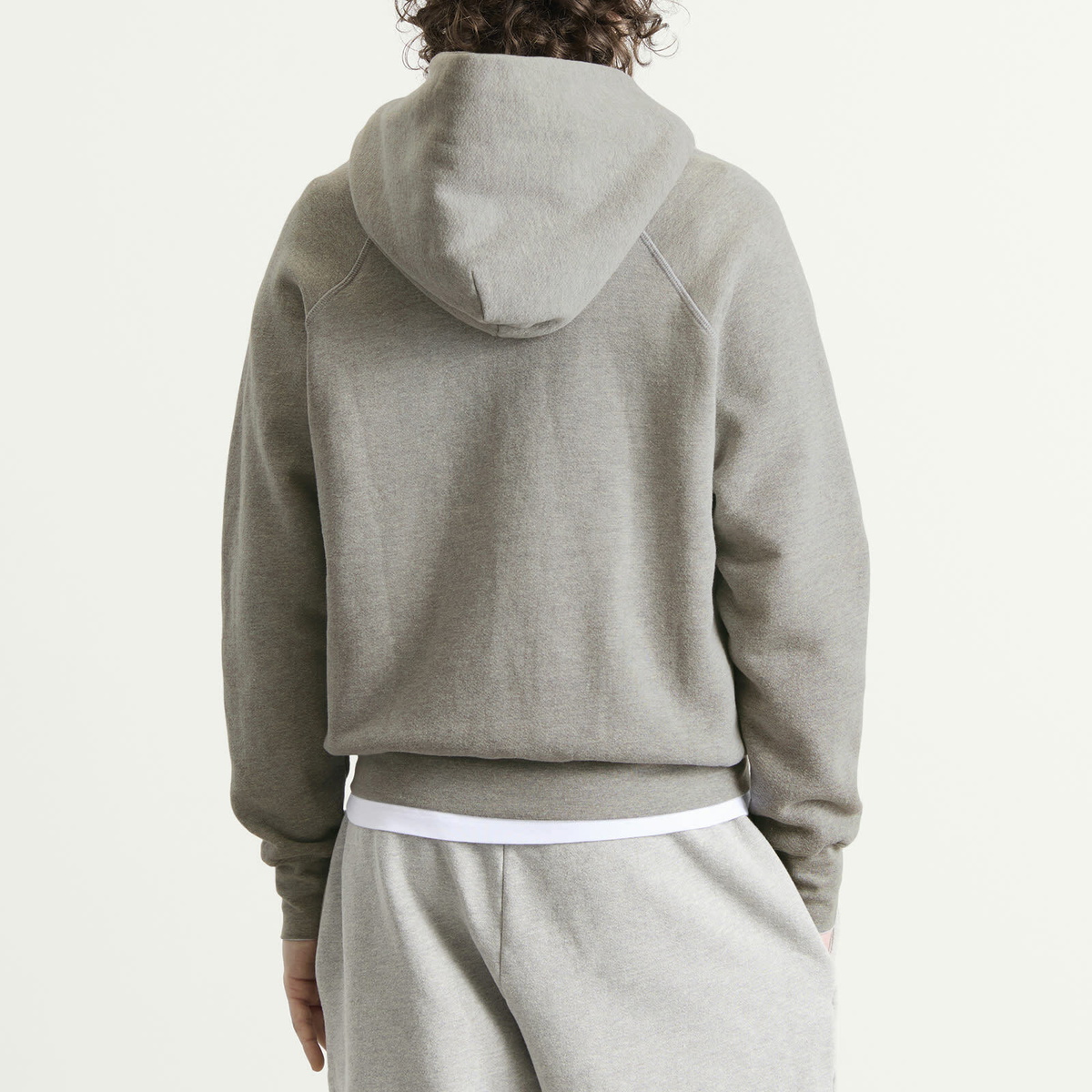 Les Tien Men's Heavyweight Raglan Zip Hoodie in Heather Grey