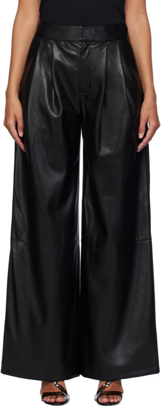 Photo: BOSS Black Pleat-Front Relaxed-Fit Faux-Leather Trousers
