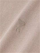 AMI PARIS - Logo-Embroidered Cotton-Jersey T-Shirt - Brown