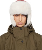 Burberry Red & Off-White Check Wool Trapper Hat