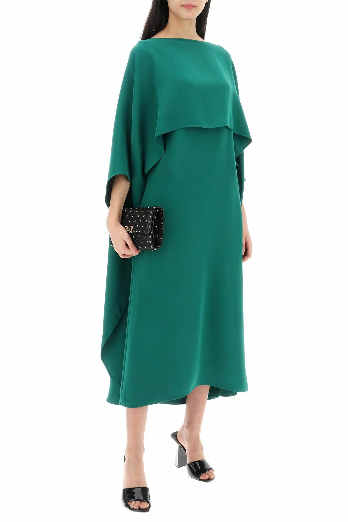 VALENTINO GARAVANI cady couture cape dress in Green Valentino Garavani VALENTINO GARAVANI cady couture cape dress in Green Valentino Garavani