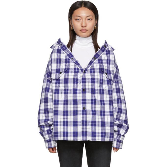 Balenciaga Blue Check Swing Canadian Jacket Balenciaga