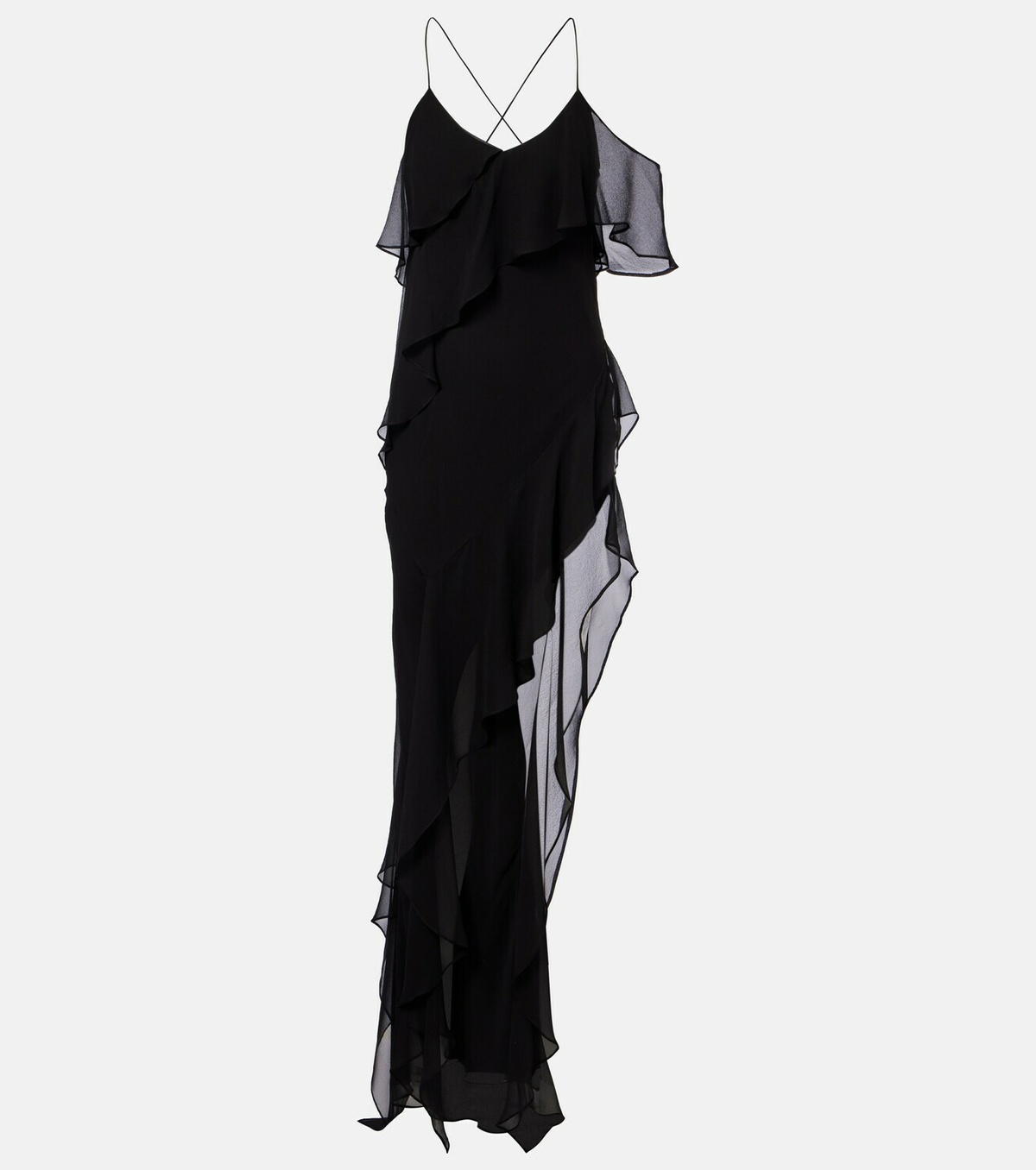 The Sei Ruffled silk chiffon maxi dress