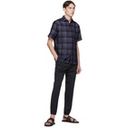 Z Zegna Blue Linen Plaid Shirt