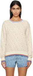 GCDS Beige Jacquard Sweater
