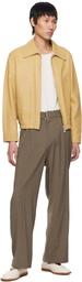 YOKE Tan Zip Leather Jacket