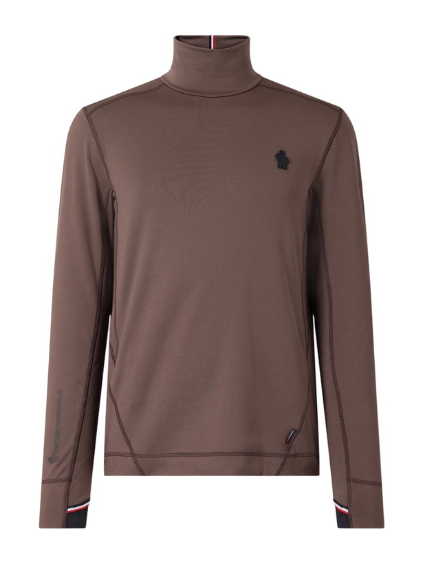 Photo: Moncler Grenoble - Slim-Fit Logo-Appliquéd Polartec® Power Grid™ Base Layer - Brown