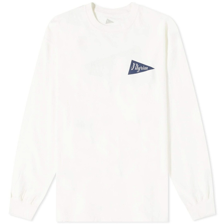 Photo: Pilgrim Surf + Supply Men's Long Sleeve Zambia Pennant T-Shirt in Off White