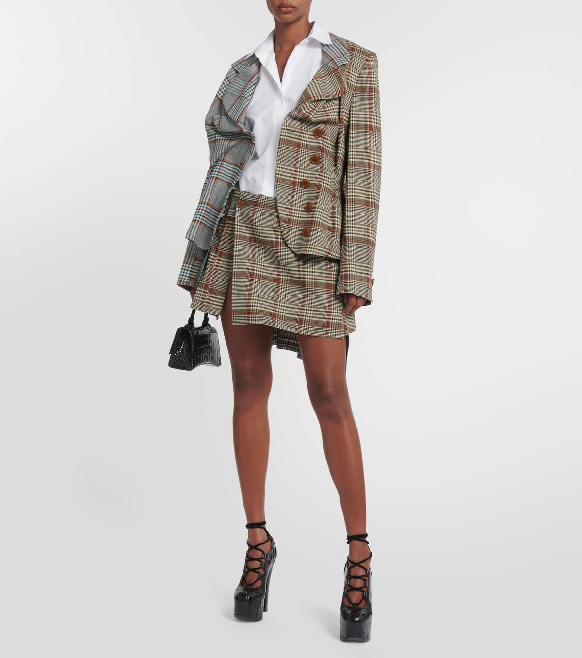 Vivienne Westwood Gathered checked tweed jacket Vivienne Westwood