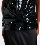 Simone Rocha Bow-detail sequined peplum top