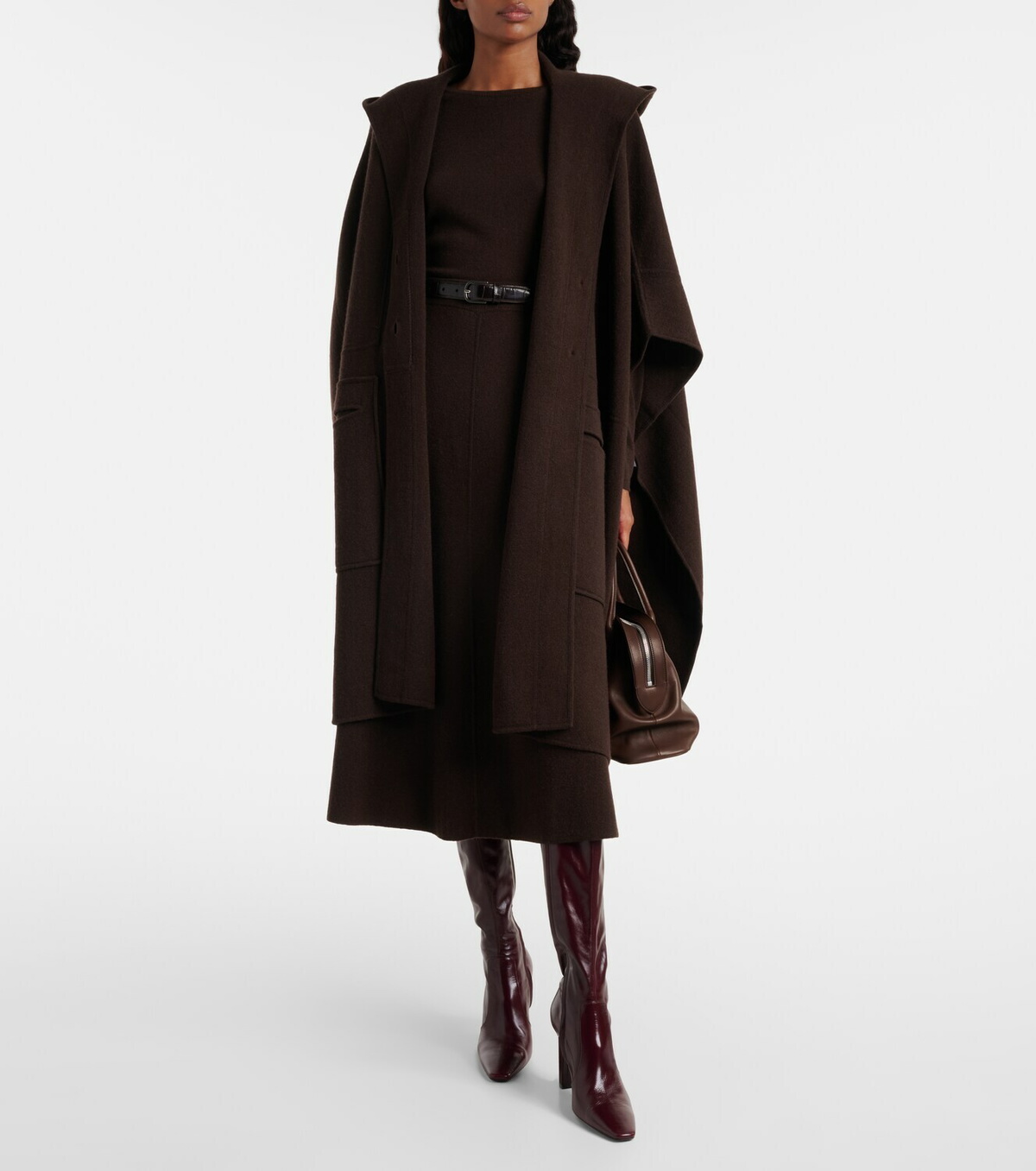 Jardin des Orangers Hooded wool and cashmere cape