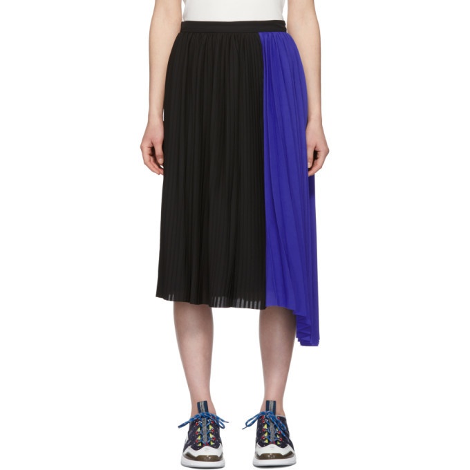 Kenzo Black and Blue Pleated Skirt Kenzo