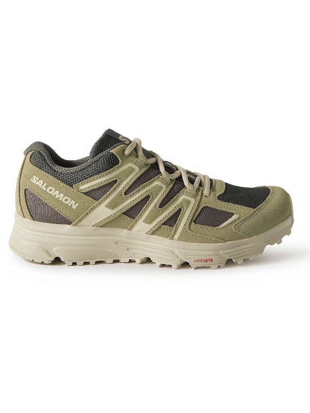 Photo: Salomon - X-Mission 4 Suede, Ripstop and Mesh Running Sneakers - Green