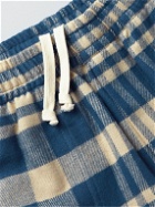 BODE - Putnam Wide-Leg Checked Brushed Cotton-Flannel Shorts - Blue
