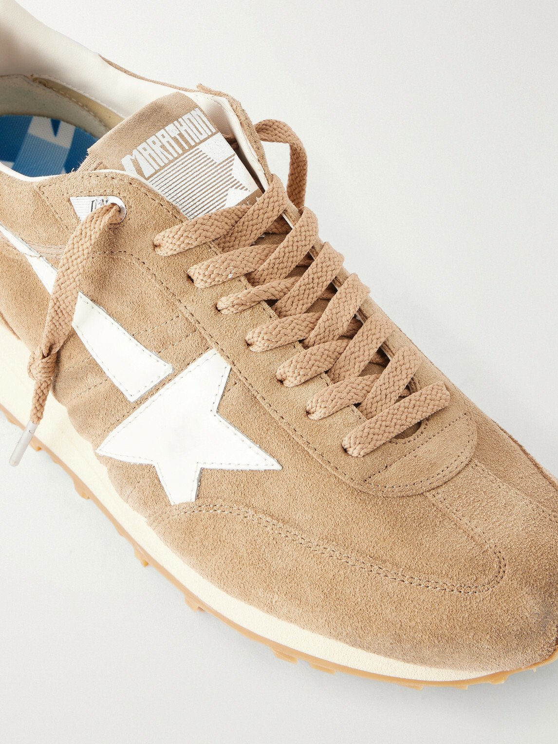 Golden Goose - Marathon Metallic Leather-Trimmed Suede Sneakers - Brown