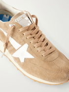 Golden Goose - Marathon Metallic Leather-Trimmed Suede Sneakers - Brown
