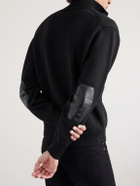 TOM FORD - Leather-Trimmed Merino Wool Cardigan - Black
