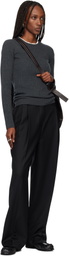 TONYWACK Black Pleated Wool Tailored Trousers