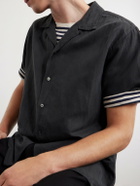 A.PRESSE - Convertible-Collar Silk and Linen-Blend Shirt - Black