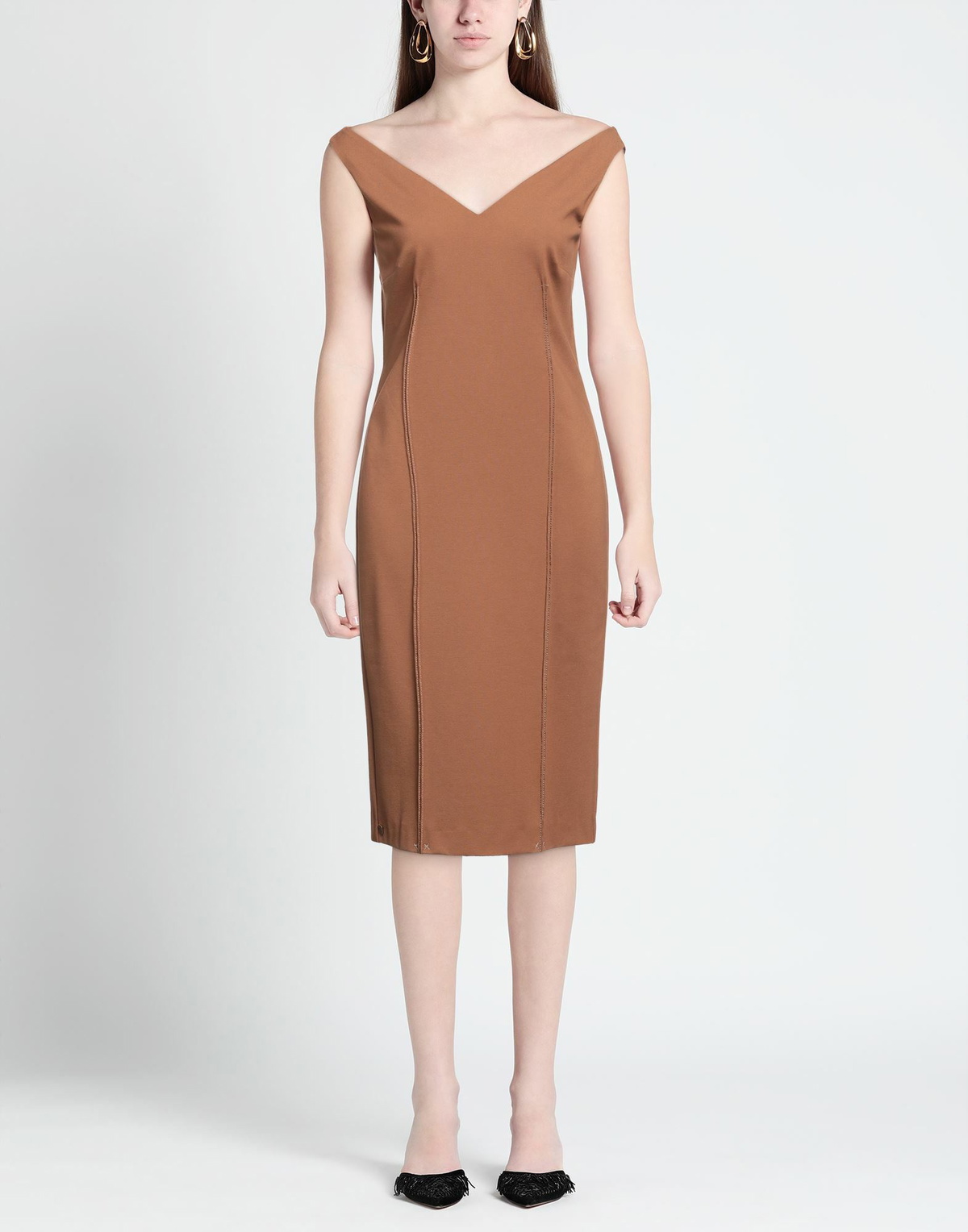 Manila Grace Womens Midi dress Tan