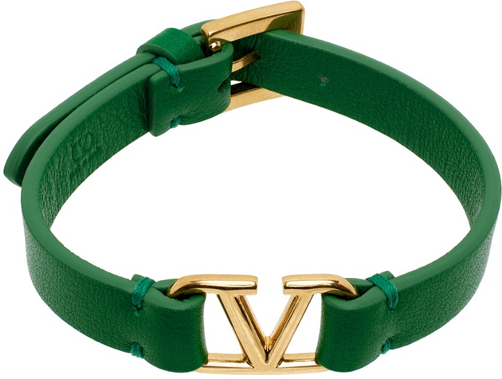 Photo: Valentino Garavani Green VLogo Leather Bracelet