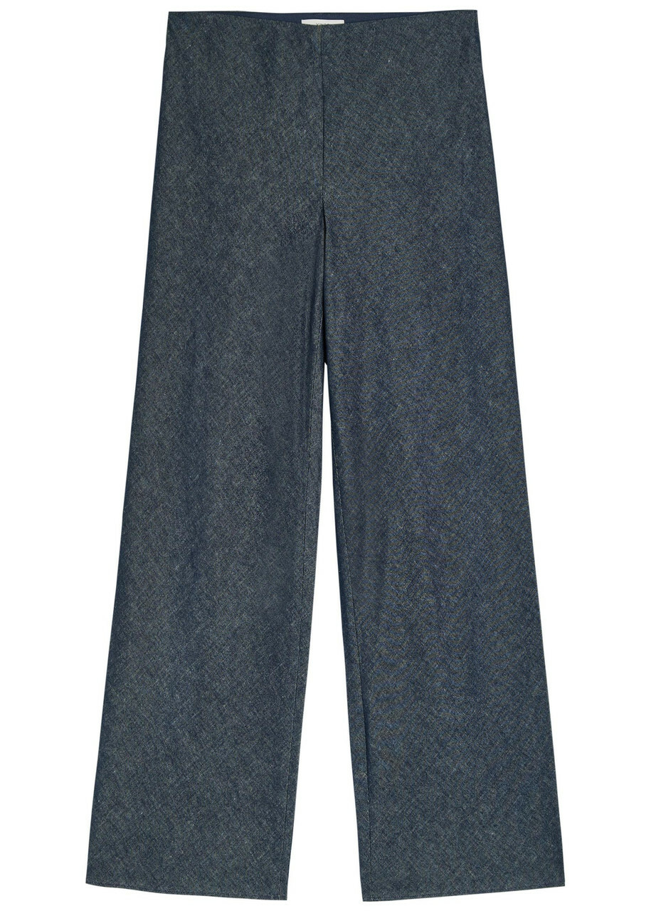 Vince Colette Wide-leg Chambray Trousers Indigo