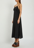 Chloe Lace-trimmed Silk Midi Dress Black