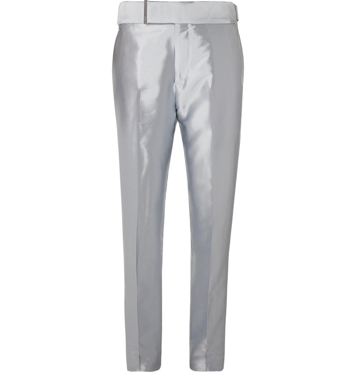Photo: TOM FORD - Silver Slim-Fit Satin-Twill Tuxedo Trousers - Silver