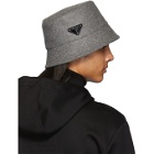 Prada Grey Triangle Logo Bucket Hat