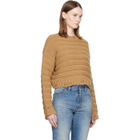 MM6 Maison Margiela Beige Ribbed Horizontal Links Crewneck