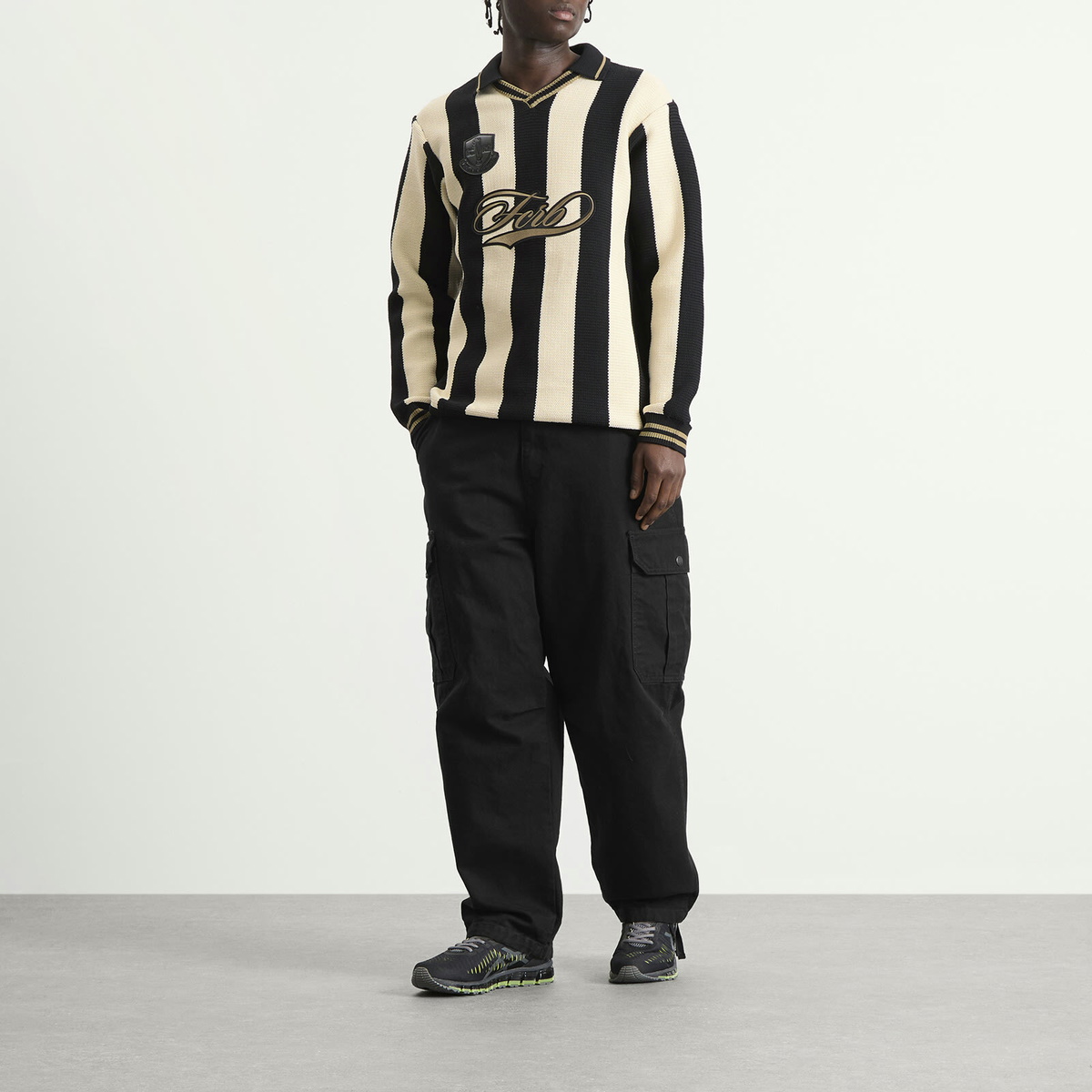 F.C. Real Bristol Men's Stripe Knit Football Shirt in Black