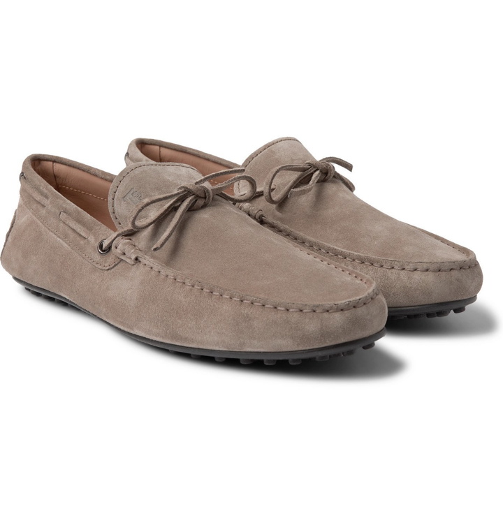 Photo: TOD'S - City Suede Driving Shoes - Gray
